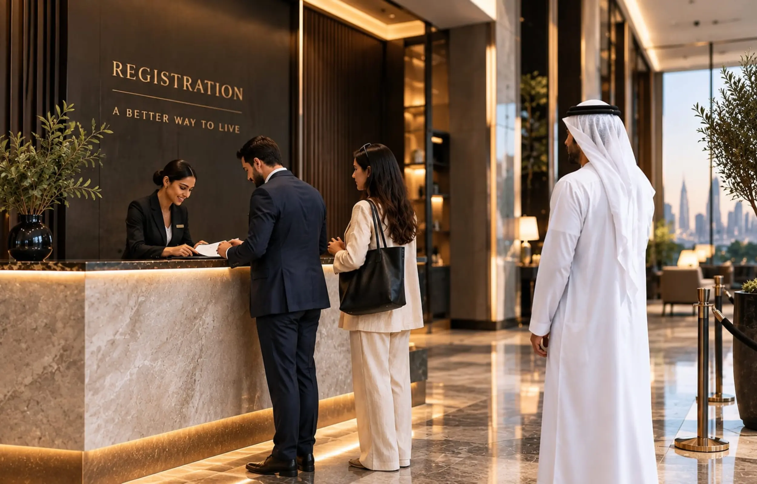 Registration desk — the assay before a floor is named